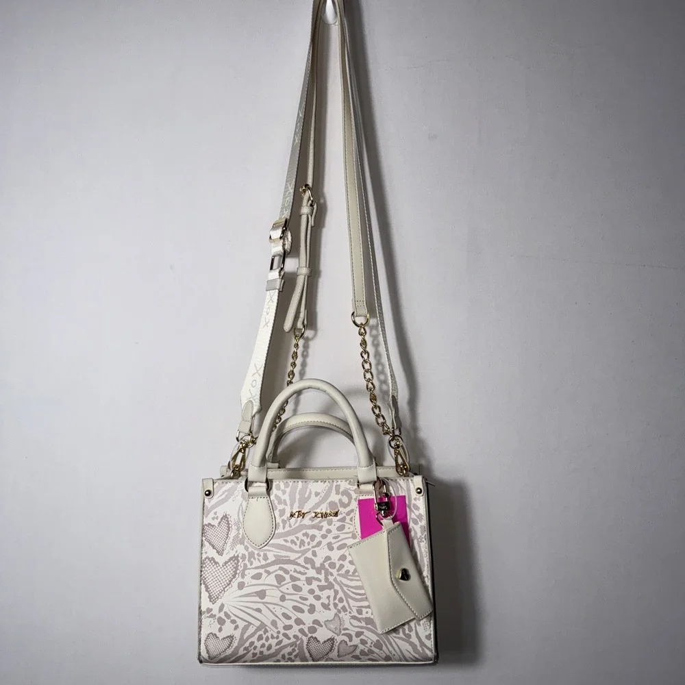 BETSEY JOHNSON Womens‎ NWT Crossbody Satchel Top-Handle Bag/Card Case/Wide Strap